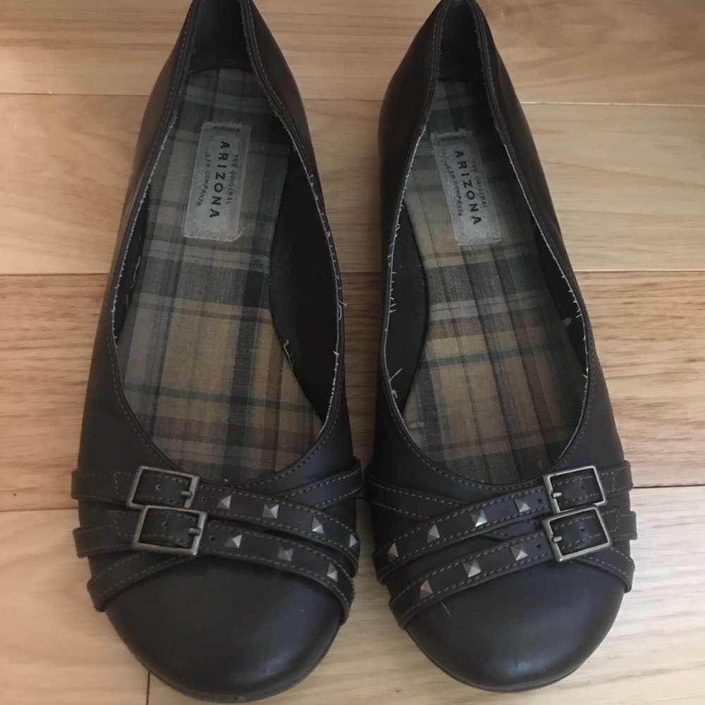 Brown Studded Ballet Flats